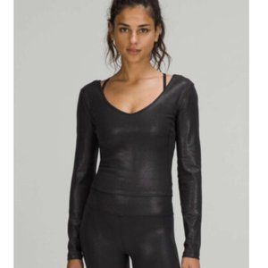 Lululemon Align Long Sleeve Shirt *Shine Radiate Foil Print Black NWT